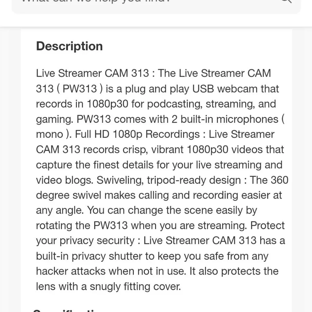Avermedia Webcam live streamer cam 313